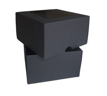 Dviejų dalių dėžutė su langeliu 120x120x70 mm, juoda/juoda