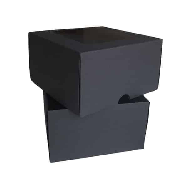Dviejų dalių dėžutė su langeliu 90x90x50 mm, juoda/juoda