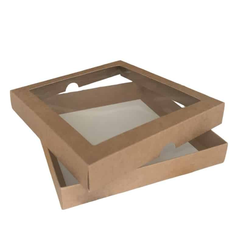 Dviejų dalių dėžutė su langeliu 200x200x30 mm, ruda/balta