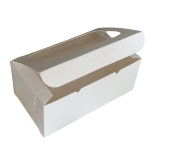 Dėžutė su atverčiamu dangteliu ir langeliu, 175x100x70 balta, ruda