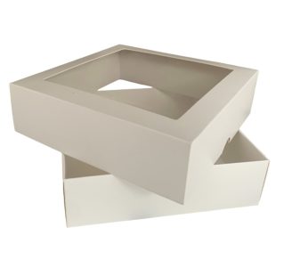 Dviejų dalių dėžutė su langeliu 210x210x60 mm, balta/balta