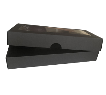 Dviejų dalių dėžutė su langeliu 200x90x30 mm, juoda/juoda