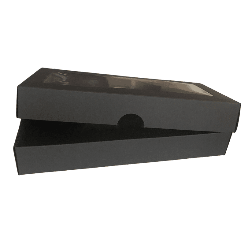Dviejų dalių dėžutė su langeliu 200x90x30 mm, juoda/juoda